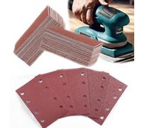 Juego de 120 hojas de papel de lija con sistema de sujeción por velcro, de diferentes granos, ideal para lijadoras multiuso.