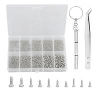 Juego de 1200 tornillos pequeños, mini juego de tornillos autorroscantes M1/M1.2/M1.4/M1.7, micro cabezas redondas, juego de tornillos para gafas, relojes, teléfonos, cámaras, ordenadores portátiles