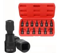 Juego de 13 piezas de 3/8 pulgadas para juego de llaves Torx | T8-T70 Star Bit Sockets para destornillador de impacto | Llave eléctrica de trinquete | Kit de herramientas de reparación automotriz de