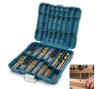 Juego de 130 brocas para madera y metal, juego de perforadoras de aleación de acero con estuche de almacenamiento