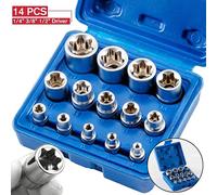 Juego de 14 Llaves de Tubo Torx E para Mujer, E4-E24, con Inserto Hexagonal Externo para Reparación Automotriz y Trabajos Mecánicos 14pcs-3807