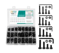 Juego de 1404 tornillos M2, M3, M4, M5, tornillos cilíndricos, juego de tuercas y tuercas de hexágono interior, surtido de tornillos de máquina, tornillos de culata cilíndrica con arandelas