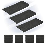 Juego de 15 alfombrillas para escaleras - Alfombrillas rectangulares - Dimensiones: 65 x 24 cm - Adhesivas - Alfombrillas para escalones - Gris oscuro