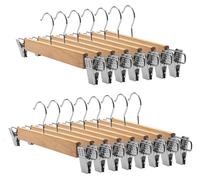 Juego de 15 perchas de madera para pantalones con clips, 36 cm, antideslizantes