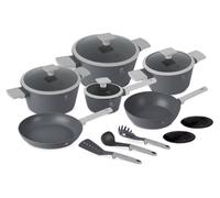 Juego de 15 piezas de utensilios de cocina Aspen de Berlinger Haus, modelo BH 8245, con revestimiento antiadherente, color gris
