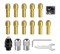Juego de 15 Piezas Portabrocas Compatible con dremel, Portabrocas de Latón Mandril sin Llave M8 x 0,75 mm, Pinzas de Latón 0,5-3,2 mm, Tuercas Metálicas y Llaves para Herramienta Rotativa
