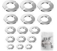 Juego de 15 rosetas de grifo de acero inoxidable en 22 mm/26 mm/34 mm/42 mm/51 mm, cubiertas para orificios de válvula para grifos, tuberías y plato de ducha, fácil montaje