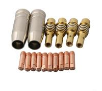 Juego de 16 puntas de soldadura Mig para sopletes Mb15 15ak, incluyendo puntas de contacto, soportes de boquillas y boquillas protectoras para cables de 0,6 mm a 1,2 mm para uso en máquinas Riland