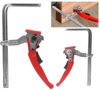 Juego de 2 abrazaderas de mesa – Abrazaderas de palanca de acero – Cierre rápido de 160 mm – Profundidad de mordaza de 60 mm – Para lijado/corte – Calidad superior – Abrazadera