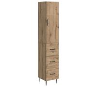 Juego de 2 armarios (33 x 34,5 x 90 cm, madera de roble Artisan) | Madera de roble Artisan, 33 x 34,5 x 90 cm, puertas correderas, cajones grandes, compartimentos abiertos y cerrados