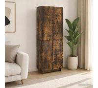 Juego de 2 armarios de madera de roble ahumado con LED y USB | Iluminación LED, puerto USB, superficie de fácil cuidado, opciones de almacenamiento versátiles, diseño estable