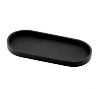 Juego de 2 bandejas de baño de silicona negras antideslizantes para cosméticos, perfumes, jaboneras, encimeras, ordenadas 25 x 11 x 2 cm (A)