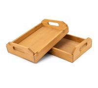 Juego de 2 Bandejas de Madera con Asas integradas 35×23×7 cm