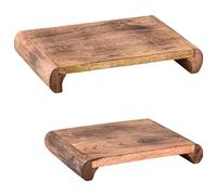 Juego De 2 Bandejas De Servir De Madera Natural Orient 33 Cm Marrón