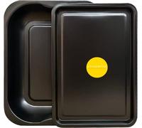 Juego de 2 Bandejas para Asar y Hornear - Negras, Antiadherentes - Mediana (33 cm) y Pequeña (32 cm) - Aptas para Tostador y Horno