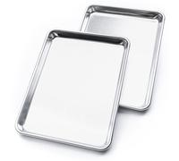 Juego de 2 bandejas rectangulares para horno – Bandejas de aluminio para asar y hornear