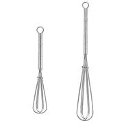 Juego de 2 batidores profesionales Plus, pequeño, batidor de globos, mini batidor, batidor de cocina, batidor de acero inoxidable, 12,7/17,8 cm, con mango para mezclar, espumar, remover
