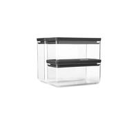 Juego de 2 botes apilables TASTY+ Brabantia - 1,5 L y 3,5 L | Recipiente hermético para guardar alimentos con tapa de silicona para cocina | Tarro para comida seca/húmeda, azúcar, harina | Dark Grey