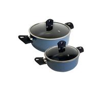 Juego de 2 Cacerolas de Ø20Ø24cm con tapa en Aluminio prensado color Azul NOIA San Ignacio