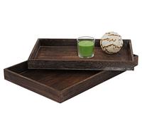 Juego de 2 Carcasa T285, bandeja para servir desayuno bandeja de madera decorativa bandeja (, Shabby Look ~ marrón