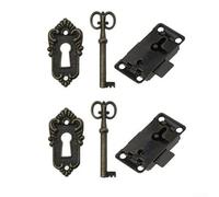 Juego de 2 cerraduras de puerta de gabinete de bronce antiguo, fundas decorativas para llaves para caja de madera, muebles, cajones, cajoneras, solución de almacenamiento seguro