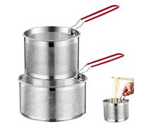 Juego de 2 cestas coladoras de acero inoxidable, cesta para freír, cesta de pasta de acero inoxidable con asa, versátil para pasta, patatas fritas, verduras (18 cm y 20 cm)