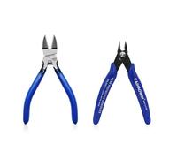 Juego de 2 cortadores de alambre, cortador micro 170 de 5 pulgadas y alicates de corte lateral, acero de alto carbono para joyería, electrónica, manualidades, bridas de cremallera, construcción de