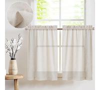 Juego de 2 cortinas cortas para cocina, con aspecto de lino
