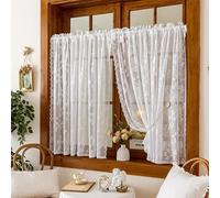 Juego de 2 cortinas de cocina modernas, estilo bistró, ideales para ventanas de cocina. Dimensiones: 140 cm de alto x 140 cm de ancho. Cortinas de cocina de estilo rústico para ventanas