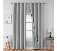 Juego de 2 cortinas opacas Unyqoos®, 140 x 175 cm, 100% poliéster, con forro impermeable, opacas, con ojales metálicos de 4 cm, de color liso