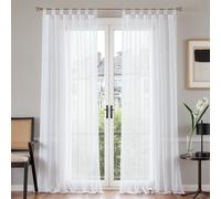 Juego de 2 Cortinas Transparentes con Ojales TOPICK para Sala de Estar, Dormitorio, Ventanas Pequeñas y Cocina Beige 55x88inch