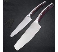 Juego de 2 cuchillos de acero inoxidable para cocina. Soldadura perfecta, mango de fibra de resina. Cuchillo de chef y cuchillo utilitario. Ideal para cortar carne, preparar sushi y cocinar. Juego de 