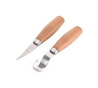 Juego de 2 cuchillos de trinchar de haya de acero inoxidable con mango de cuchara y raspador, duraderos para principiantes, esculturas especiales C