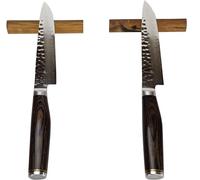 Juego de 2 cuchillos para carne KAI Shun Premier, modelo Tim Mälzer, fabricados en acero damasco (TDMS-400), junto con 2 soportes para cuchillos hechos a mano en madera de roble