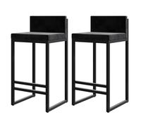 Juego de 2 elegantes taburetes de bar de terciopelo negro con patas de metal resistentes, elegantes sillas altas para encimera de cocina, barra de desayuno, uso doméstico y comercial, 29.5 pulgadas de