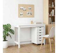 Juego de 2 escritorios y contenedores con ruedas de madera de pino maciza | Madera de pino maciza, acabado blanco, contenedor con cajones con ruedas, versátil, fácil de limpiar