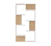 Juego de 2 estanterías de pared omn 8 estantes 93x24x15 cm - blanco / efecto madera [en.casa]