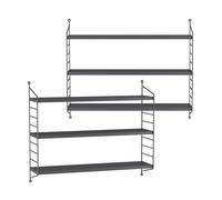 Juego de 2 estanterías de pared strängnäs acero 50x60x15 cm - gris oscuro [en.casa]