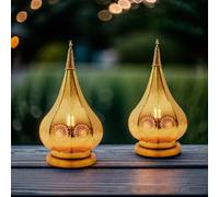 Juego De 2 Faroles Orientales Para Jardín Deko Ezana Dorado