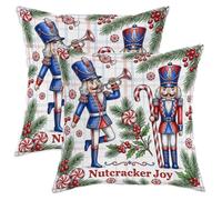 Juego de 2 fundas de almohada con cita navideña de cascanueces de 22 x 22 pulgadas