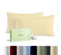 Juego de 2 Fundas de Almohada de Marfil Puro Peinado de 1000% algodón Egipcio 100% algodón Natural Puro Peinado, Calidad hotelera Premium, cómodas y Transpirables