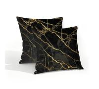 Juego De 2 Fundas De Almohada Textura De Mármol Negro Y Dorado 45X45Cm | Juego De 2 Fundas De Almohada Descanso Extrasuave Pillow Cover Para Estar Hogar Dormitorio Sofás Pillow Case