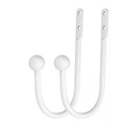 Juego de 2 ganchos para cortinas Unyqoos® – Soportes para cortinas en forma de U, fabricados en aleación de zinc, color blanco, 7x9 cm, con cabeza redonda y tornillos de fijación. Ideales para colgar