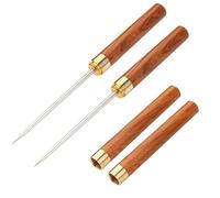 Juego de 2 herramientas de pico de hielo, pinchos de hielo de acero inoxidable, 23 cm de pico de hielo con tapa de seguridad y mango de madera antideslizante para bares de cocina de picnic de barman