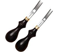 Juego de 2 herramientas profesionales para afilar y dar forma a bordes de cuero, con cuchillas de acero DC53 de 6 mm y 8 mm, y mangos de ébano, ideales para trabajos en cuero