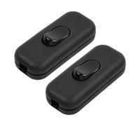 Juego de 2 interruptores Torpedo, Interruptor Bipolar 6A 250V, Interruptor pasante aereo unipolar lampara, Lámpara en Línea Interruptor en línea de 2 o 3 líneas, para pequeño dispositivo - Negro