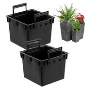 Juego de 2 macetas cuadradas intercambiables de plástico, 25 L, dimensiones 32,5 x 32,5 x 25,5 cm, para macetas Prosperplast, altura de 61 cm, con asas, para uso exterior e interior
