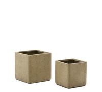 Juego de 2 macetas Minoa con efecto piedra mostaza de 44 x 44 cm.