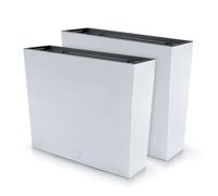 Juego de 2 macetas rectangulares para flores y plantas Rato Case T, de plástico, 58 x 18 x 49,8 cm, para interior y exterior, color blanco, volumen 44 litros, diseño moderno