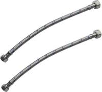Juego de 2 mangueras de acero inoxidable de 40 cm con conector hembra de 1/2'' hembra de 1/2'', Latiguillos de Fontanería, Durabilidad y Flexibilidad para sus Instalaciones Hidráulicas